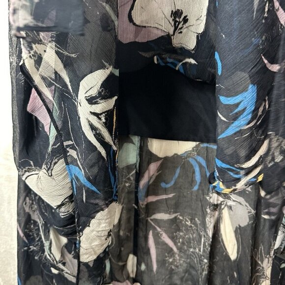 Reiss Dress Sz 12 Navy Floral Carina Spring Whimsigoth Maxi w/ High Front Slit - Picture 13 of 16